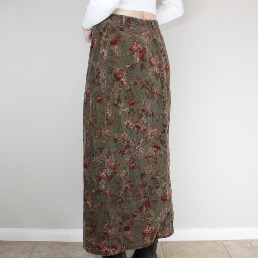 Eddie Bauer Olive Floral Maxi Skirt - Picture 3 of 4